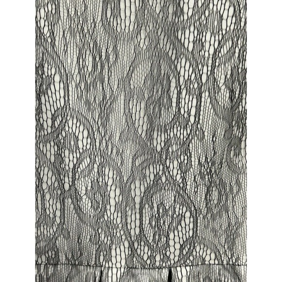 Zara Women’s White Black Floral Lace Sheer Top Upper Neck Zip Up Dress Size L - Picture 13 of 14